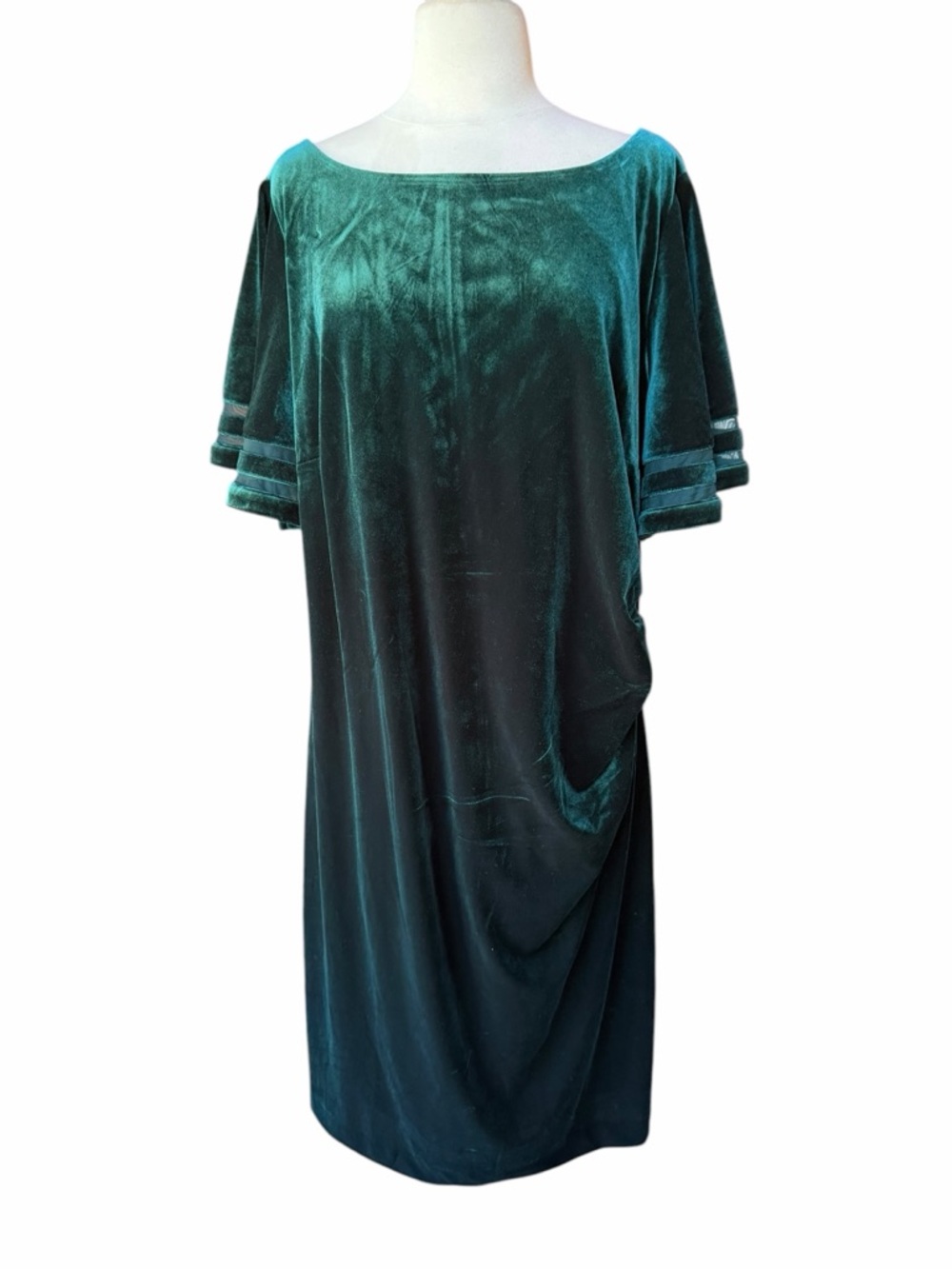 NWT Y2K Jessica Howard Stretch Velvet‎ Flutter Sleeve Dress
